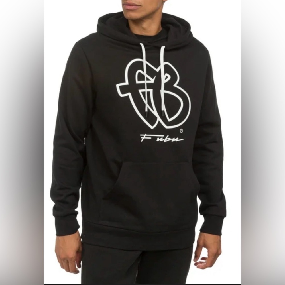 FUBU Black Hoodie Sweater with White Logo
